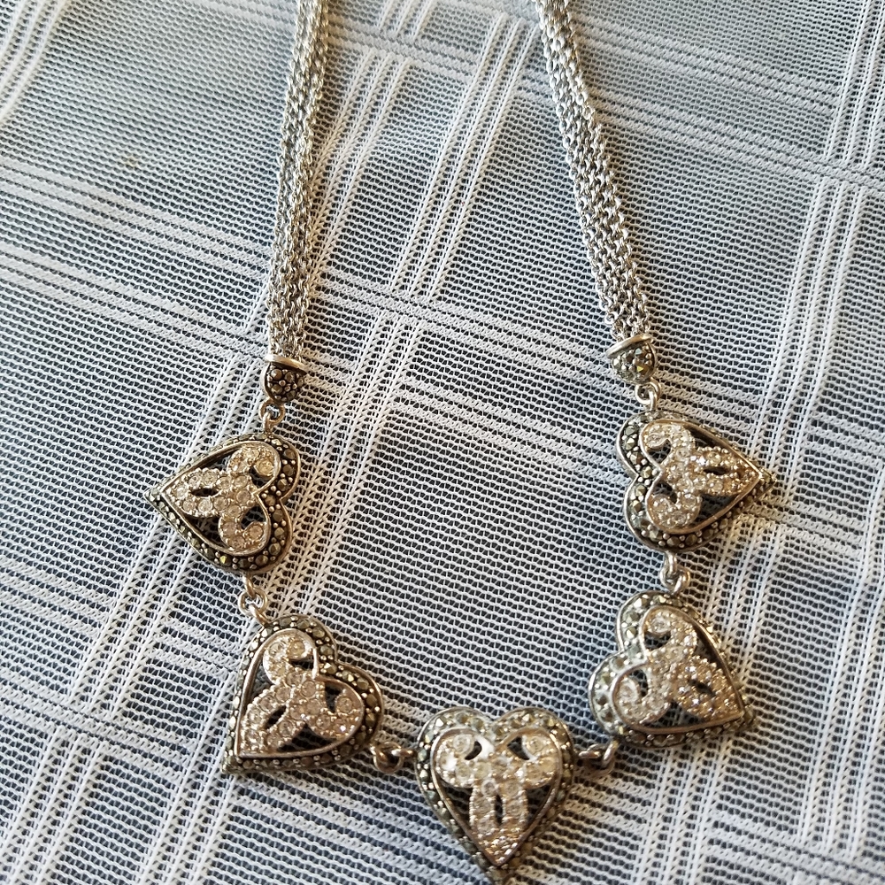 Vintage Sterling 925 Hearts Necklace